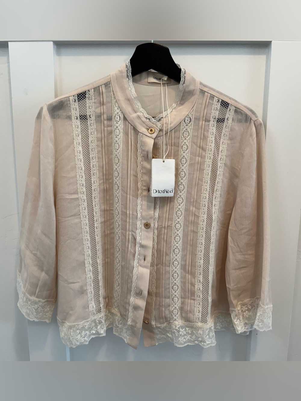 Brand New! D to the d Lace-Trim Blouse in Light Beige